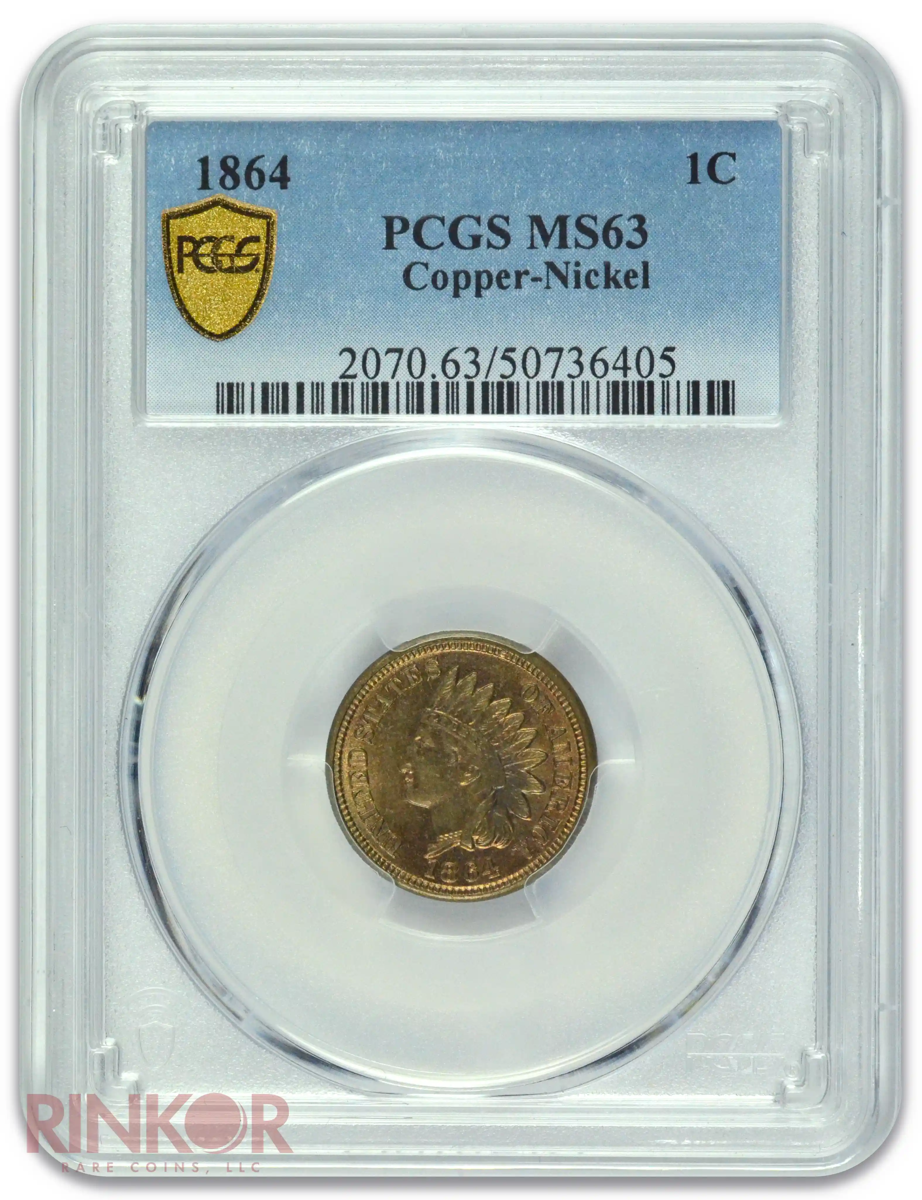 1864 1C Indian Cent Copper-Nickel PCGS MS 63