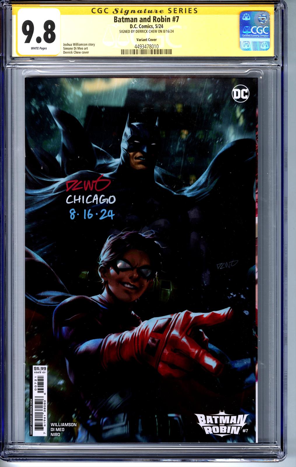 Batman and Robin #7 CGC 9.8 Signature Series Signed by Derrick Chew (Variant Cover) 