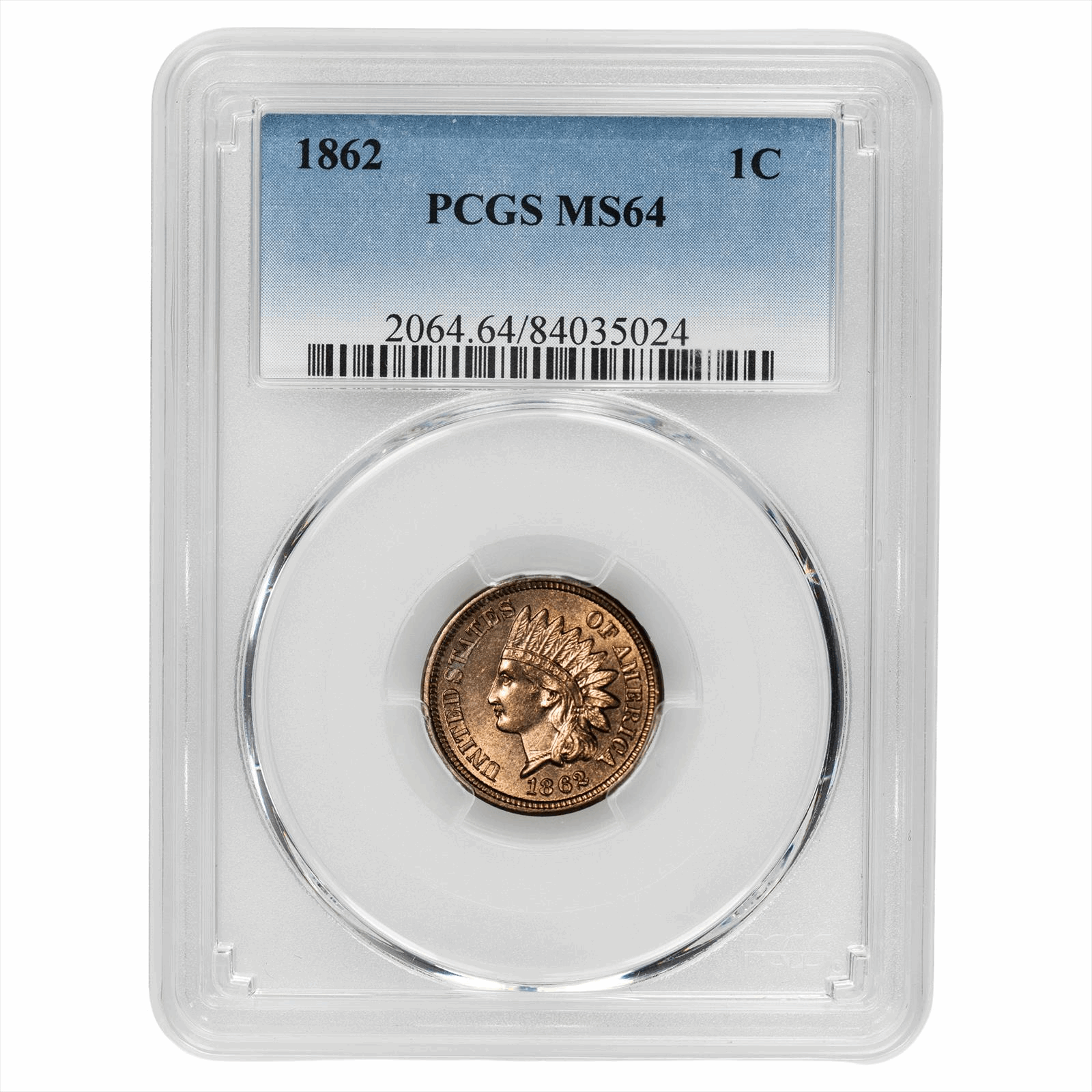 1862 Indian Head Cents 1C PCGS MS 64 