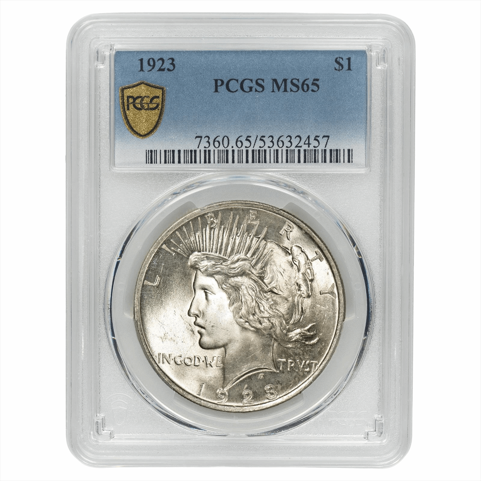 1923 Silver Peace Dollar $1 PCGS MS 65
