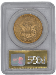 1857-S $20 SSCA PCGS AU55 BOLD 7 FAINT S