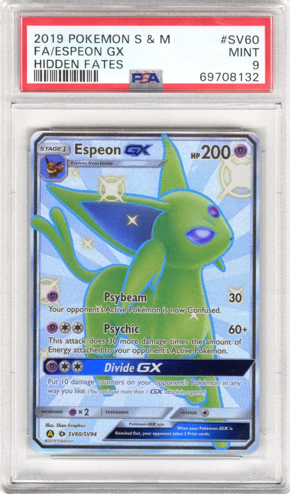 2019 Pokemon S&M Espeon GX Hidden Fates PSA Mint 9