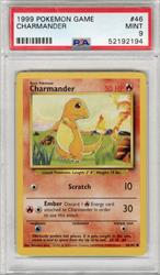 1999 Pokemon Game Charmander #46 PSA Mint 9 