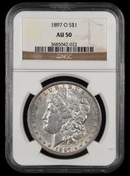 1897 O $1 NGC AU-50