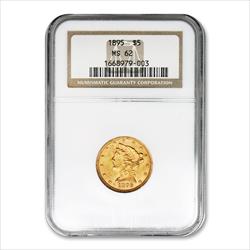 $5 Liberty Head Gold Half Eagle MS62 (Date Varies) 