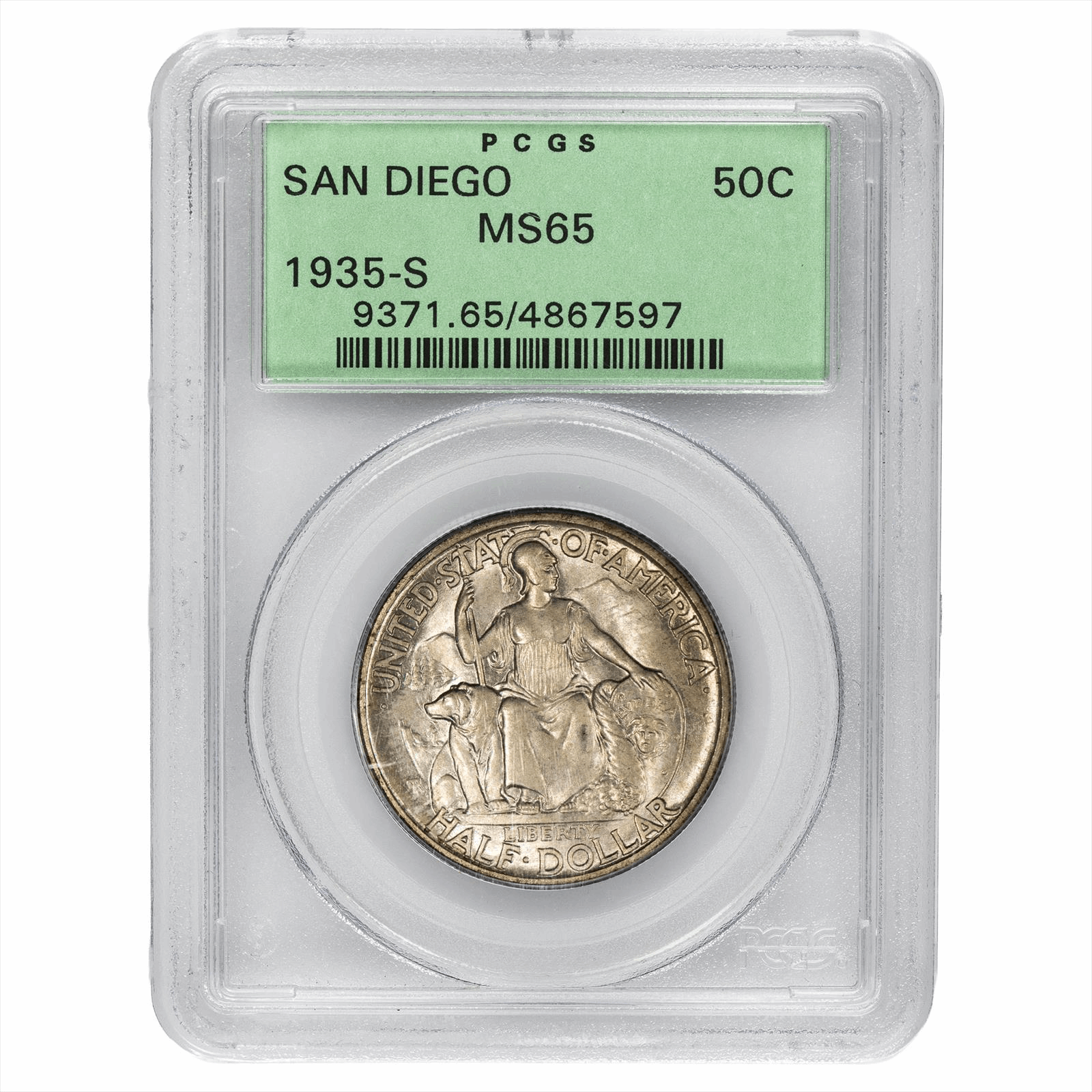1935-S San Diego Commemorative Half Dollar 50C PCGS MS 65