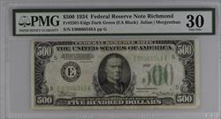 Fr. 2201 1934 $500 Dark Green Richmond PMG 30 