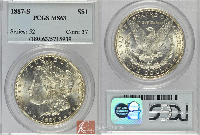 1887-S $1 PCGS MS 63