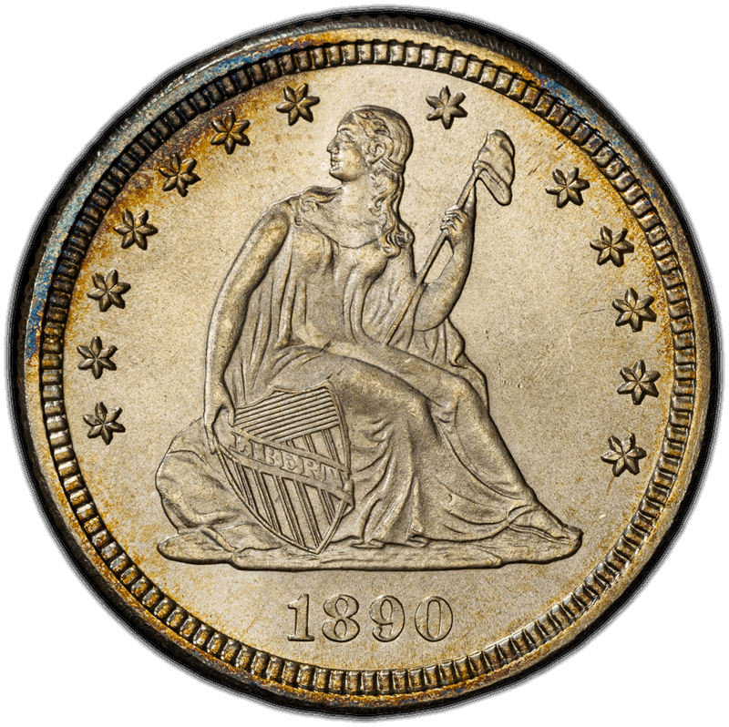 1890 25C PCGS MS 67 CAC