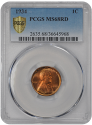 1934 Lincoln PCGS RD 68