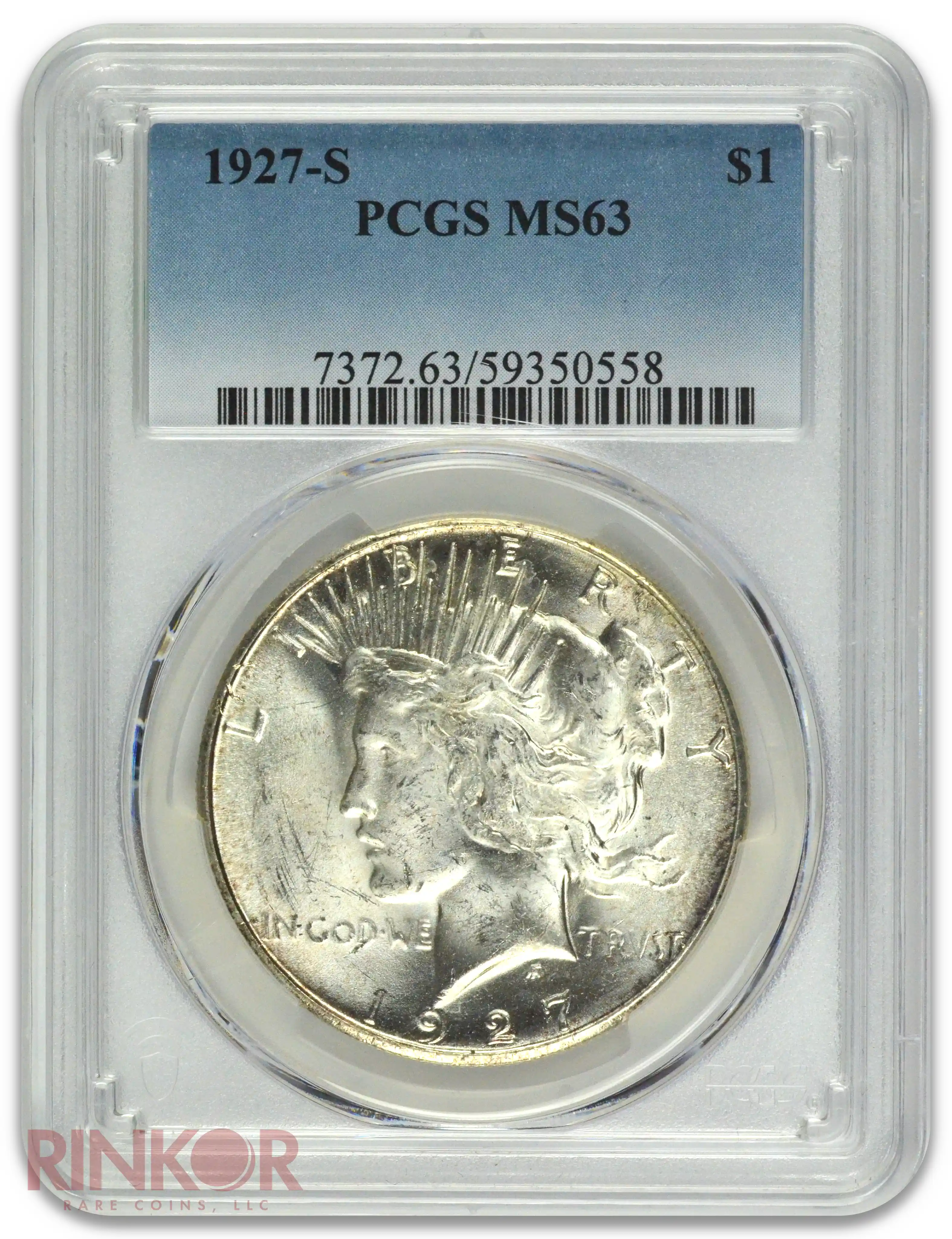 1927-S $1 Peace Dollar PCGS MS 63