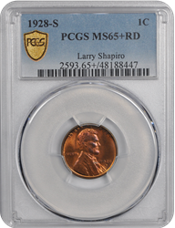 1928-S Lincoln PCGS  MS RD 65+