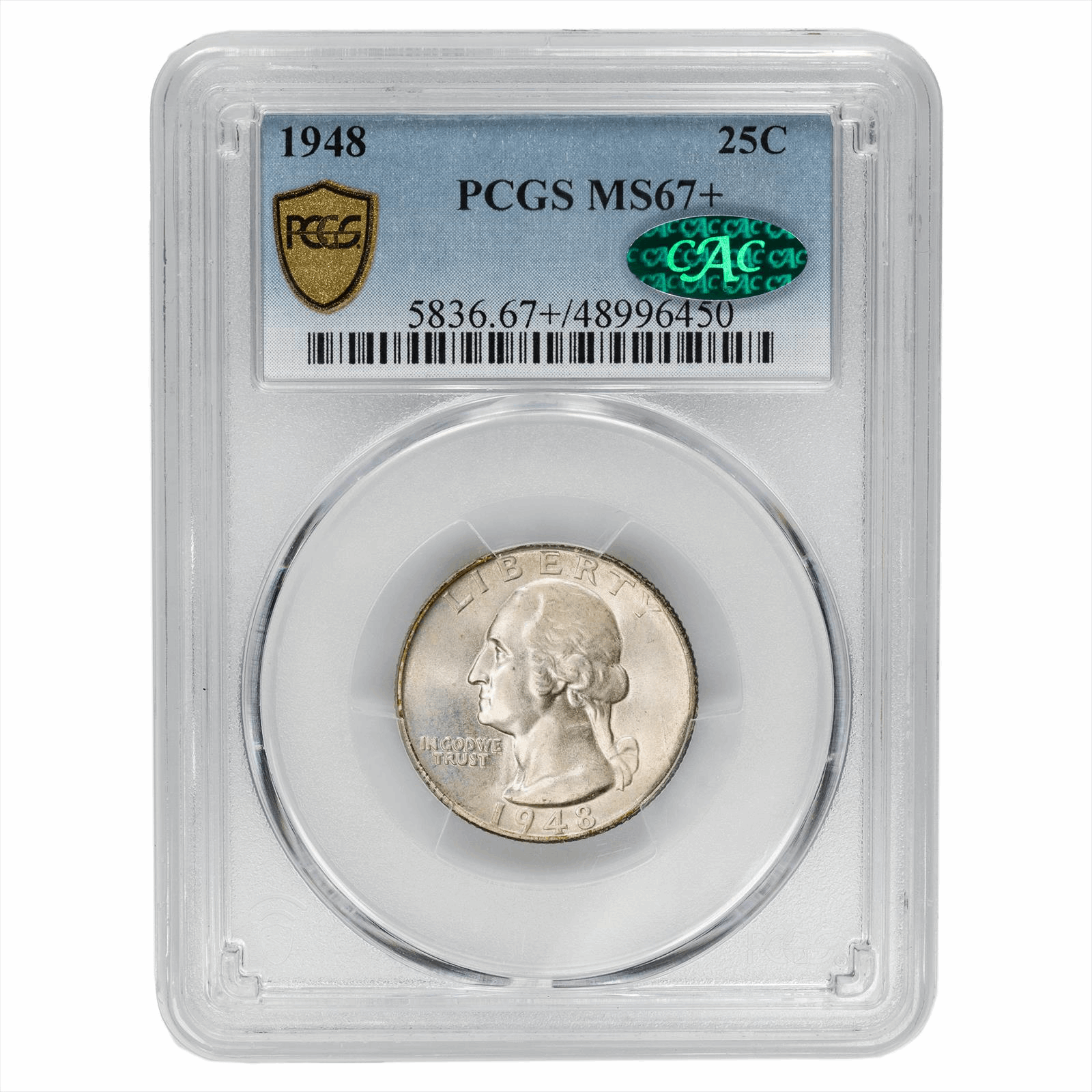 1948 Washington Quarter 25C PCGS MS 67+ CAC