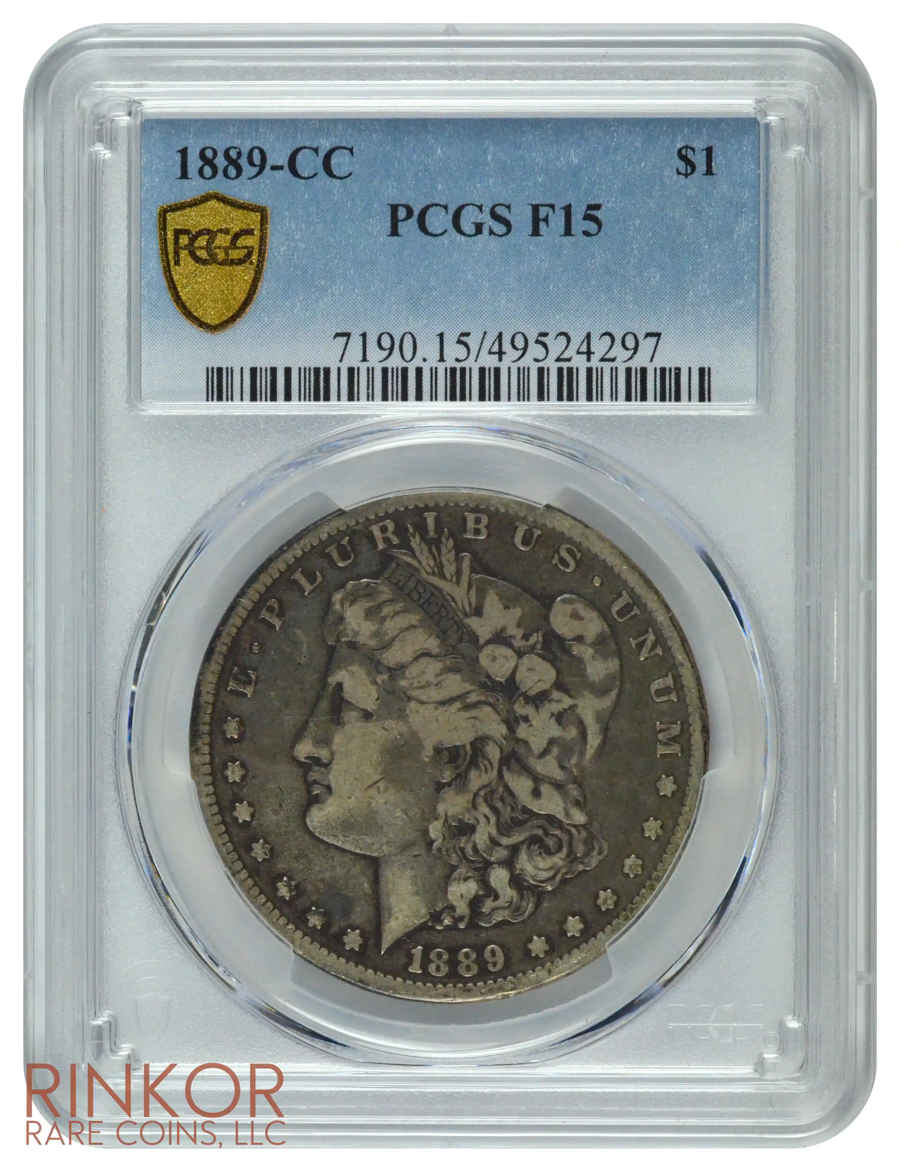 1889-CC $1 PCGS F-15