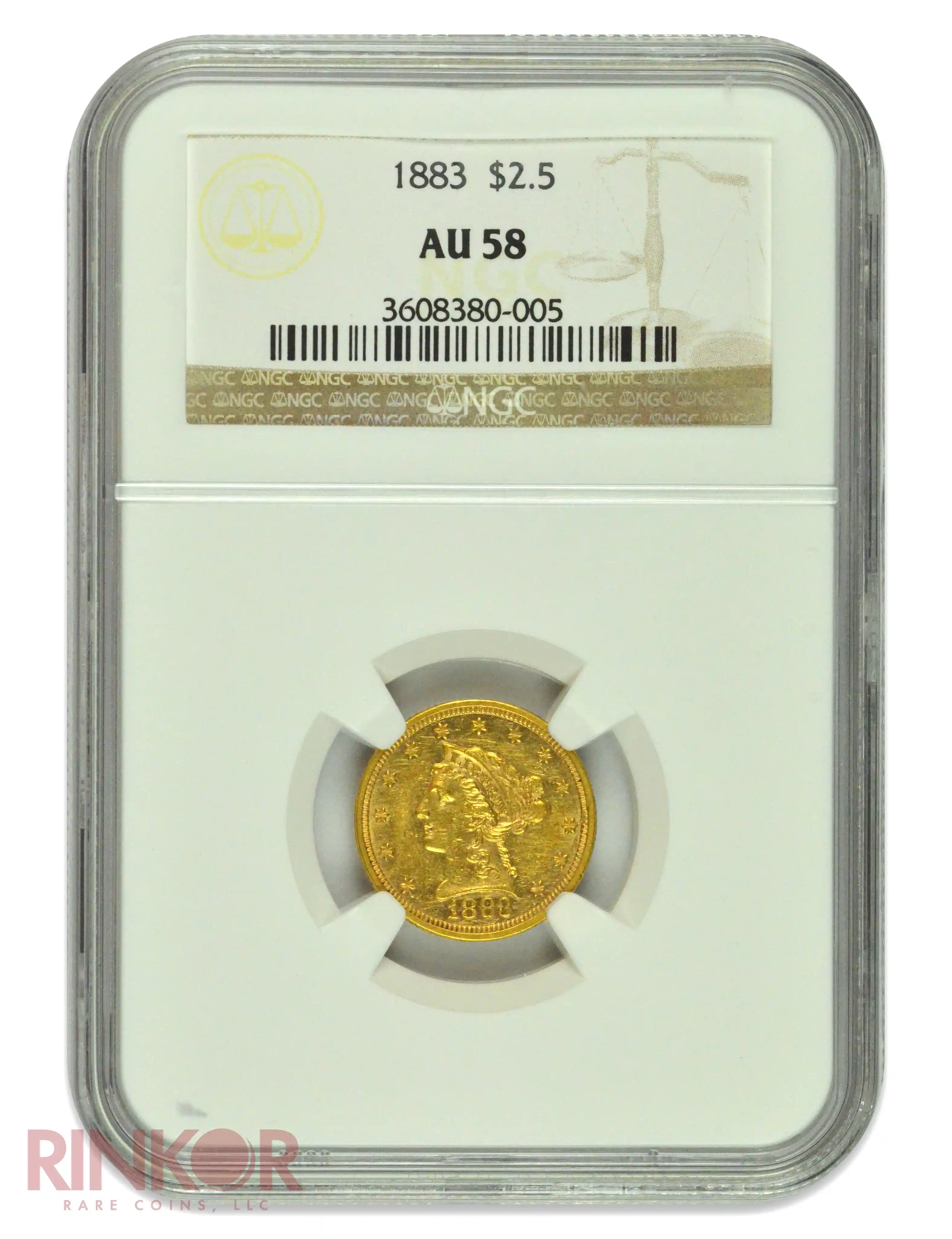 1883 $2.50 Liberty Head NGC AU-58