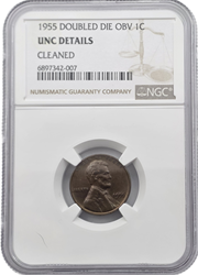1955 1C Doubled Die Obverse, BN NGC UNC DETAILS 