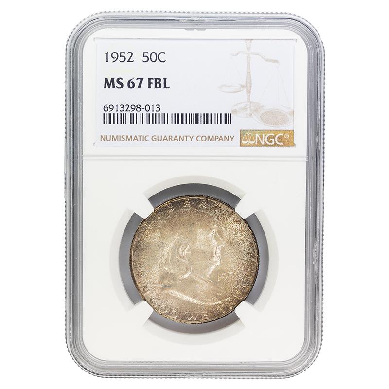 1952 Franklin Half Dollar, 50C NGC MS 67 FBL