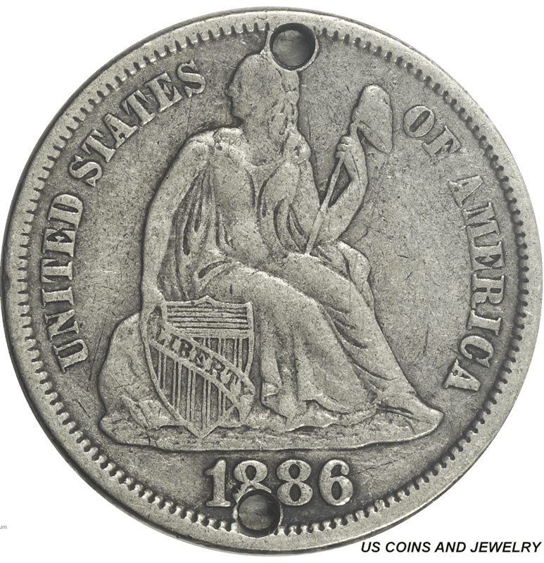 1886 Seated Liberty Dime 10C Love Token Extra Fine XF