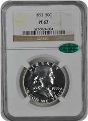 1953 Franklin Half Dollar NGC CAC (99) PF 67