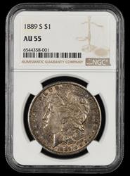 1889 S $1 NGC AU 55