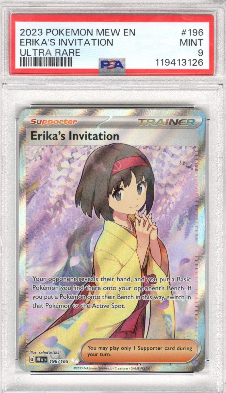 2023 Pokemon Mew En Erikas Invitation Ultra Rare #196 PSA MINT 9 