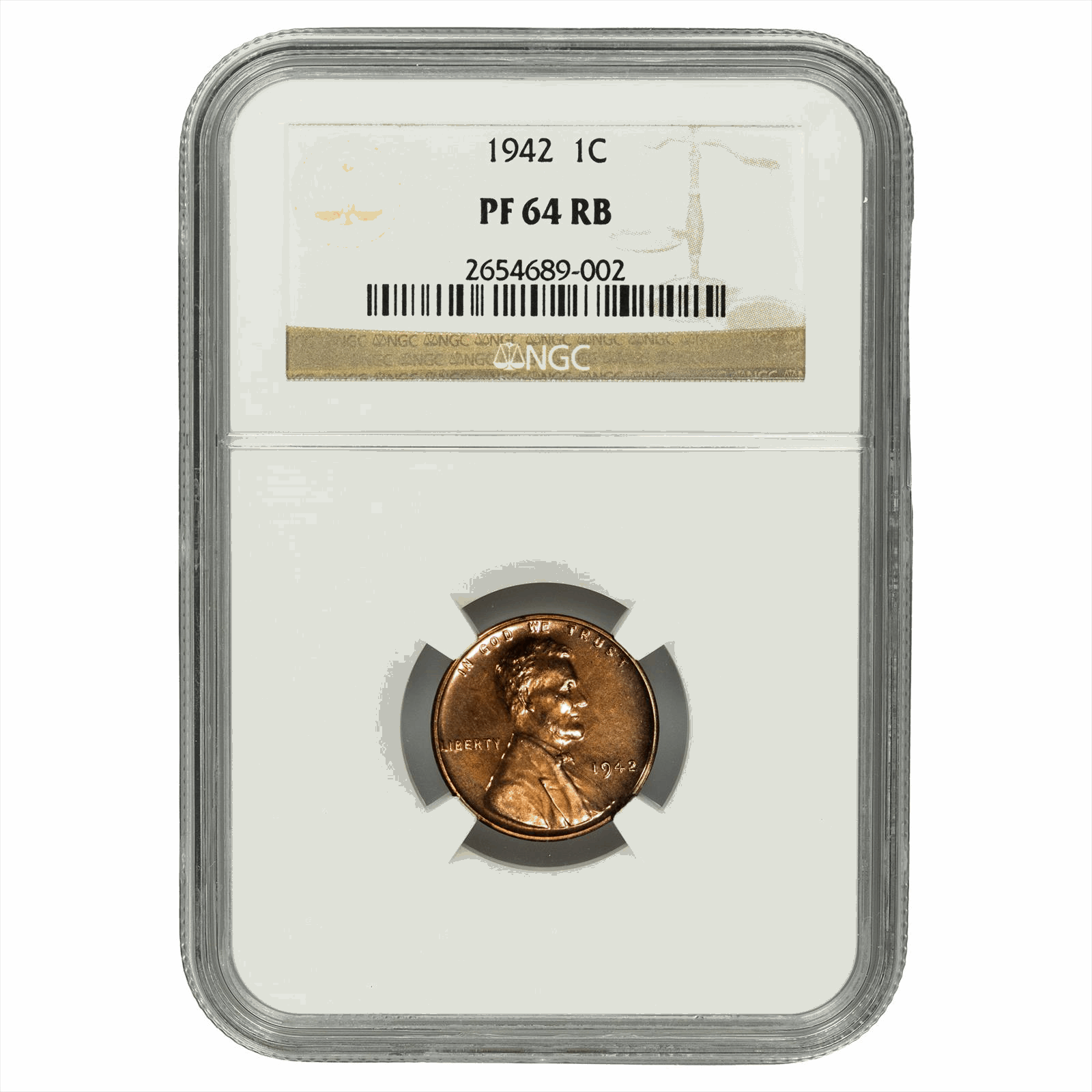 1942 Lincoln Wheat Cent 1C NGC PF 64 RB