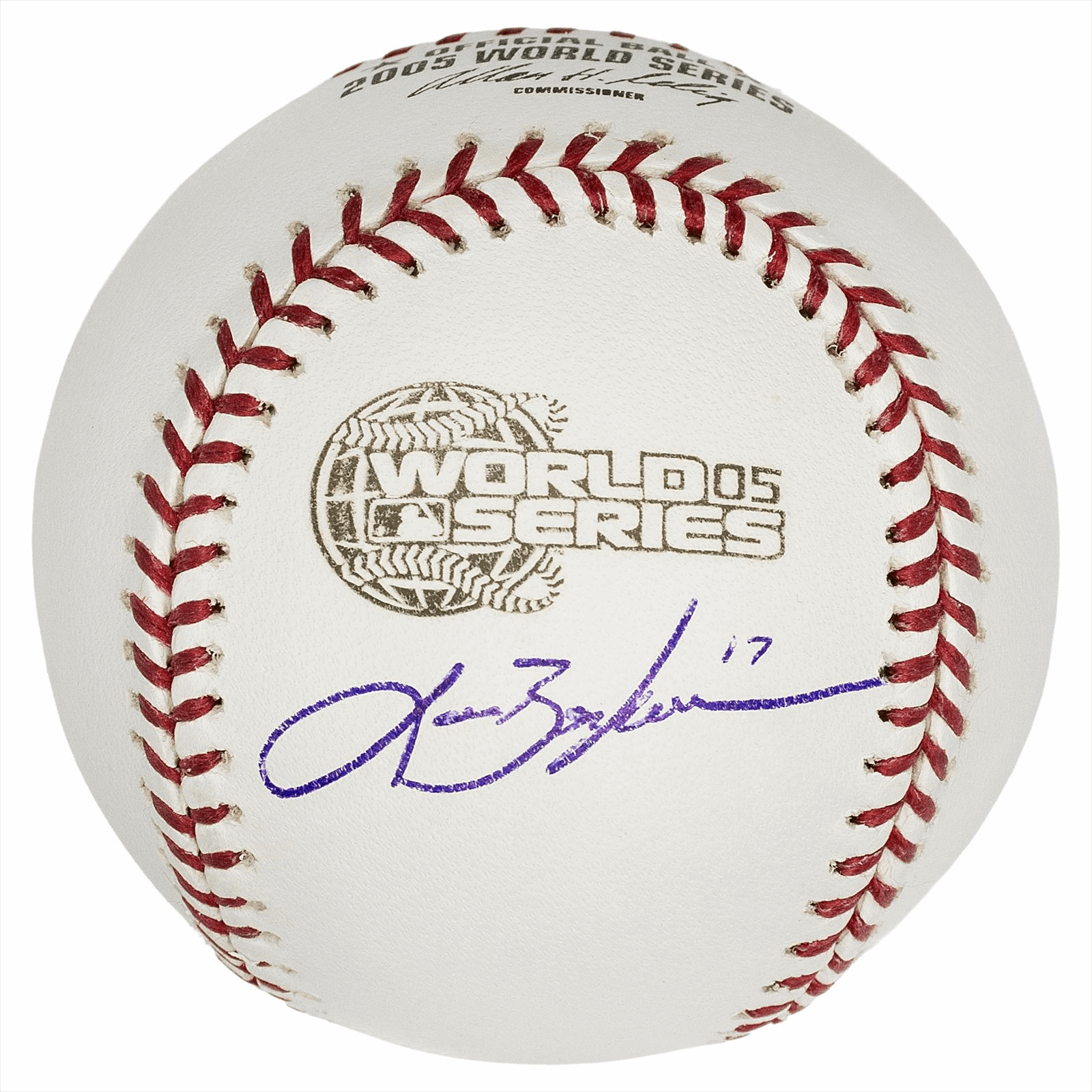 2005 Lance Berkman Signed World Series Baseball Beckett Certified 