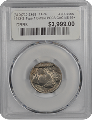 1913-S  Type 1 Buffalo PCGS CAC MS 66+