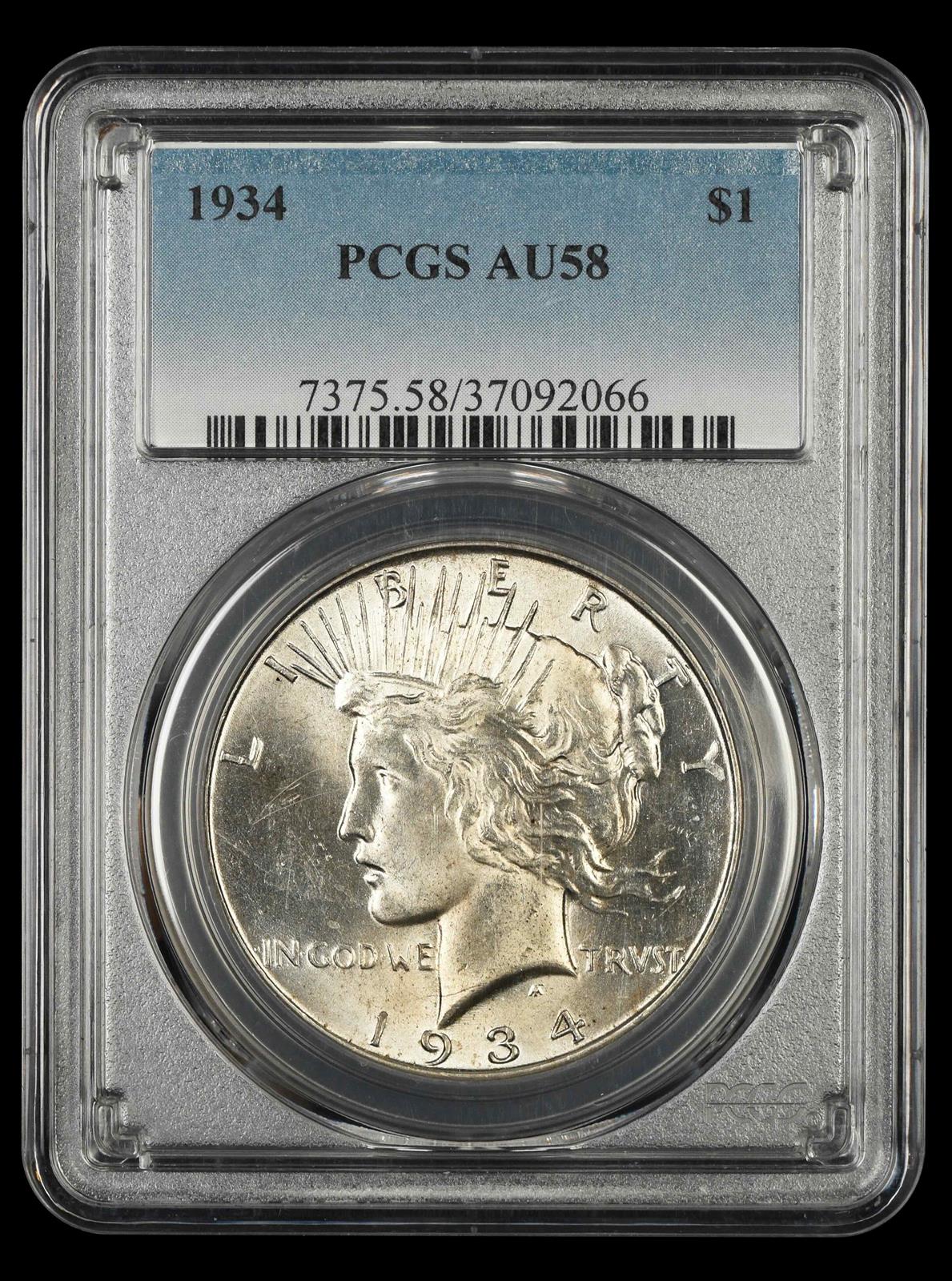 1934 $1 PCGS AU-58