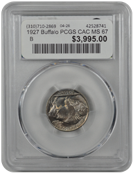 1927 Buffalo PCGS CAC MS 67