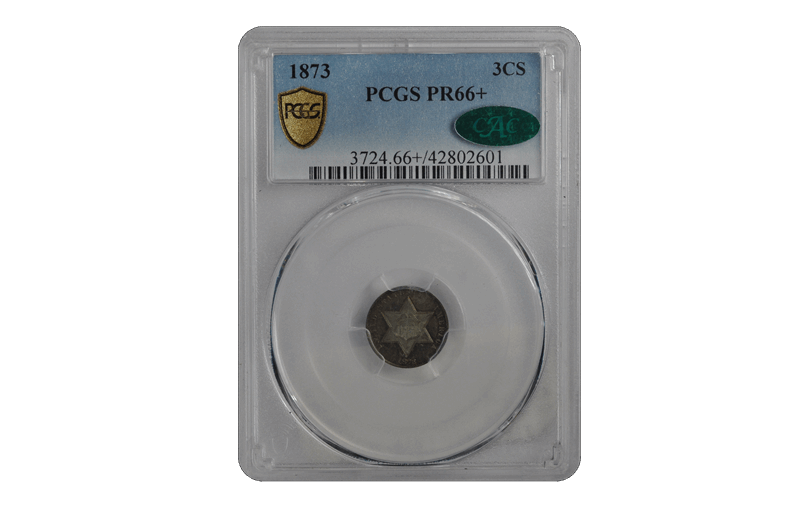1873 3CS Three Cent Silver PCGS  (CAC) #3241-4 PR66+