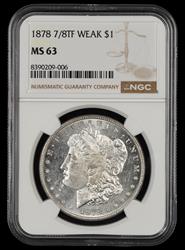 1878 7/8Tf Weak $1 NGC MS 63