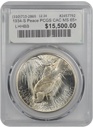 1934-S Peace PCGS CAC MS 65+