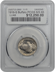 1918-S Buffalo PCGS MS 65