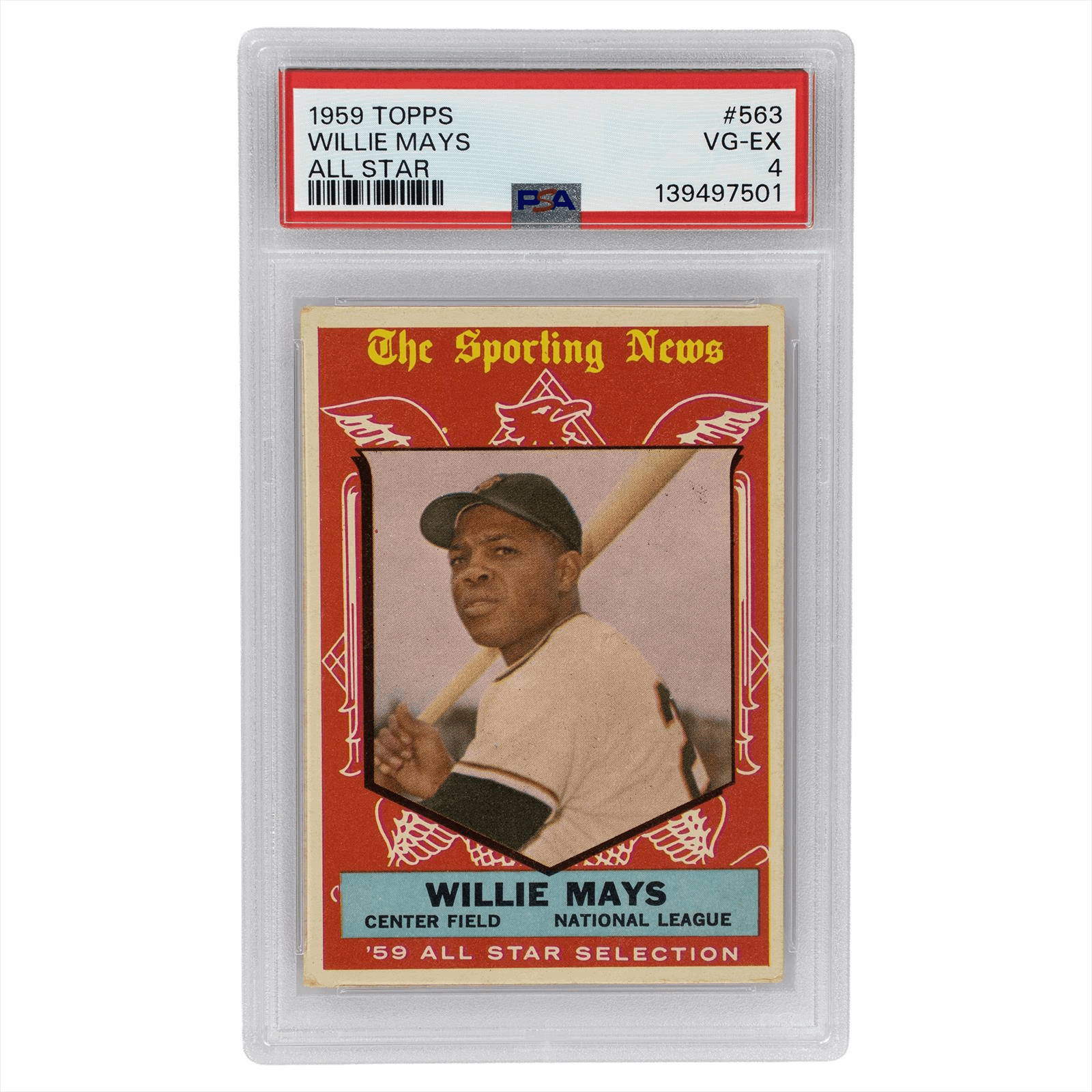 1959 Topps Willie Mays All Star #563 PSA VG-EX 4 Cert #139497501