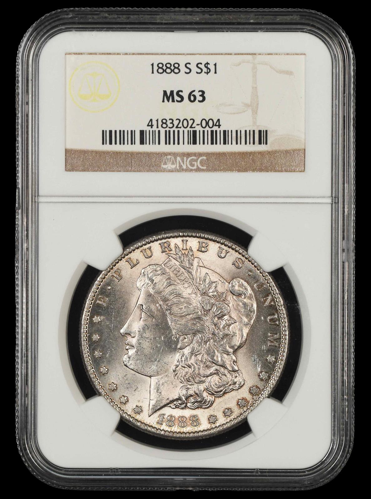 1888 S $1 NGC  MS63