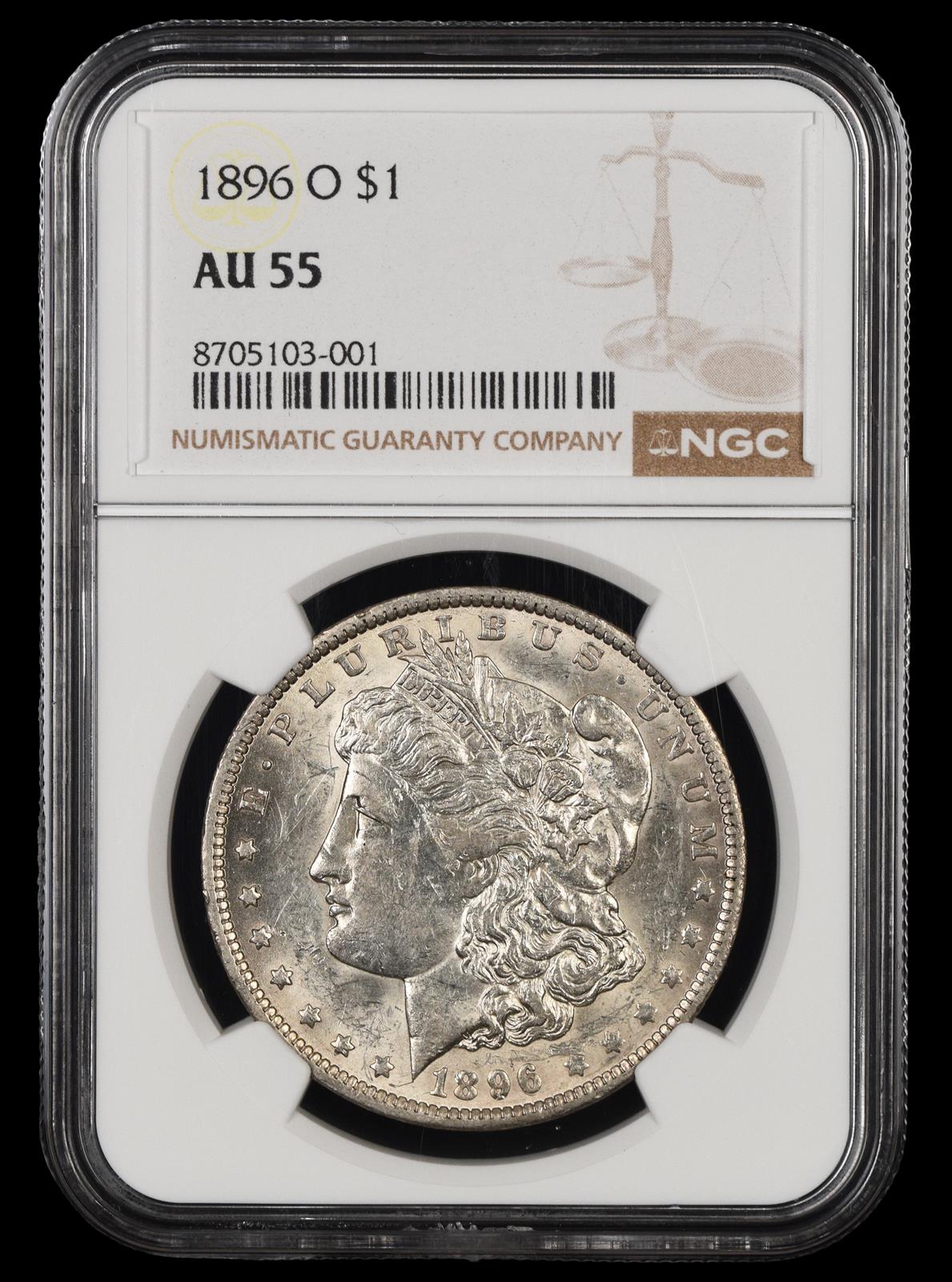 1896 O $1 NGC AU-55