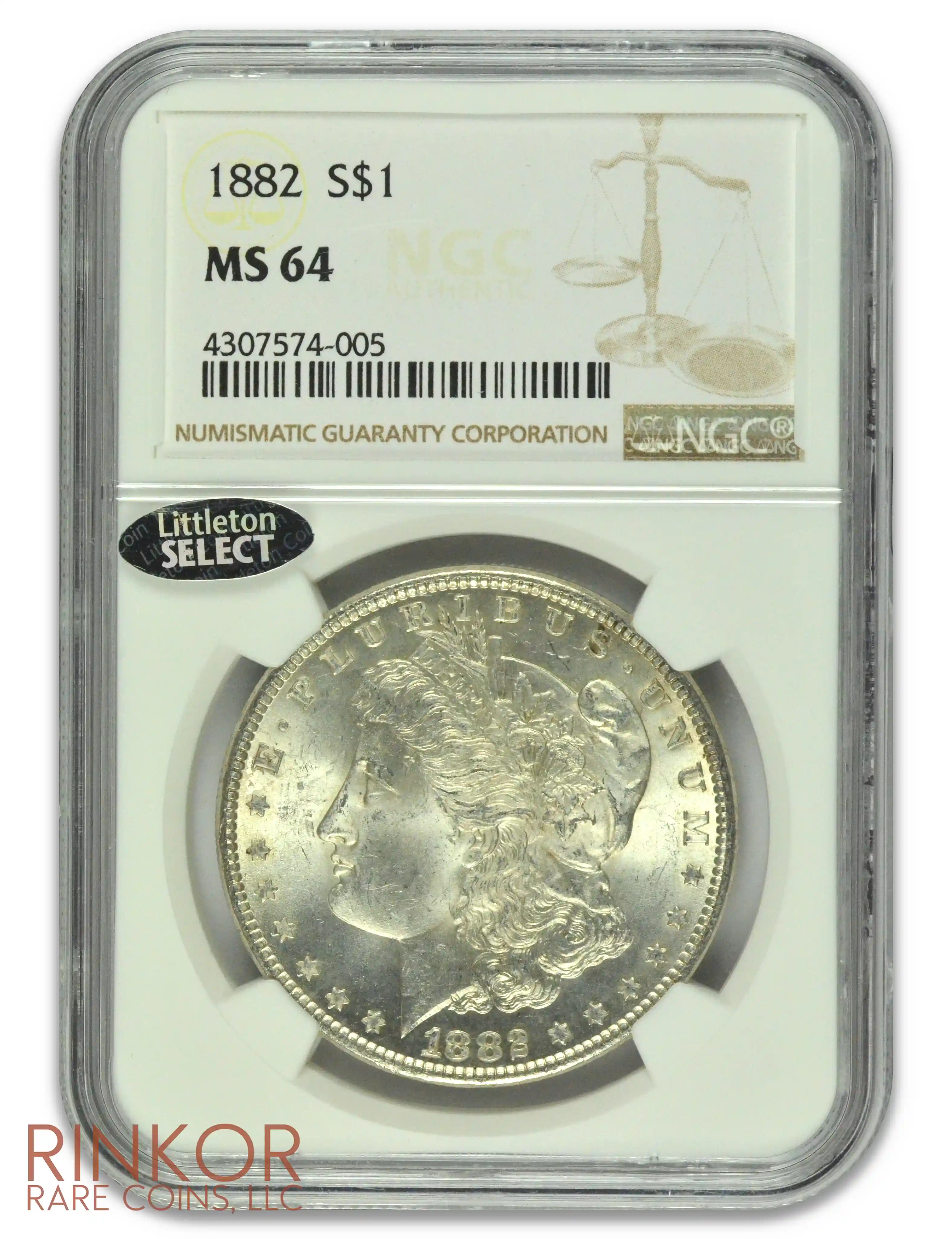 1882 Morgan Dollar NGC MS 64