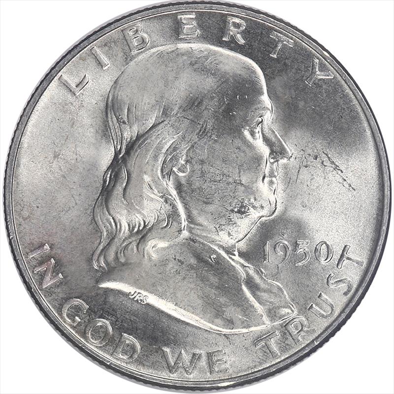 1950-D Franklin Half Dollar, 50c Choice Uncirculated - Strong Srike