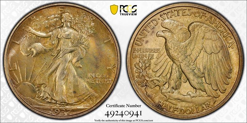 1937 50C PCGS PR 67+ CAC