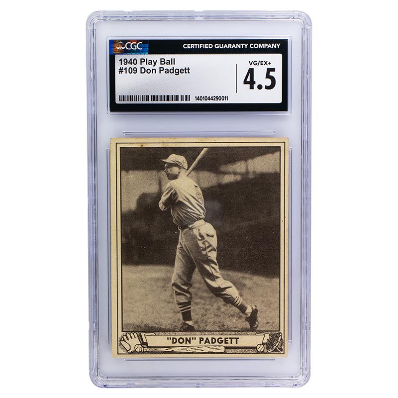 1940 Play Ball Don Padgett #109 CGC VG/EX+ 4.5 