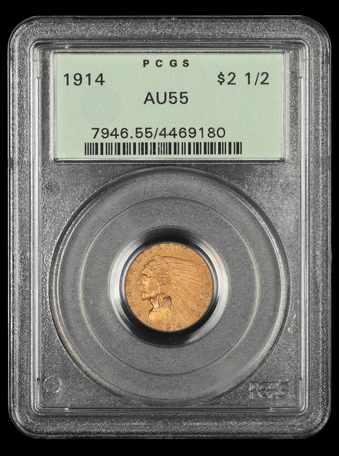 1914 $2.50 Gold PCGS AU-55