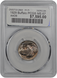 1929 Buffalo PCGS MS 67
