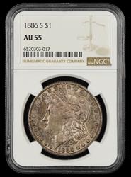 1886 S $1 NGC AU-55