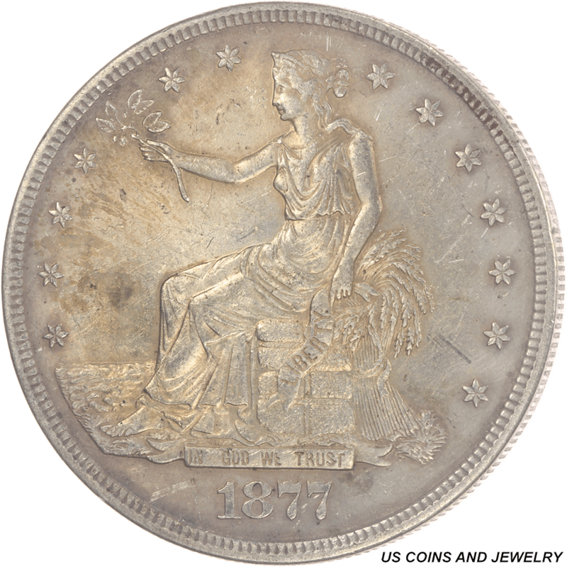 1877-S US Silver Trade Dollar  Circulated,  Almost Uncirculated 