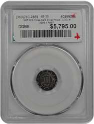 1867 3CS Three Cent Silver PCGS  (CAC) #2709-1 PR67