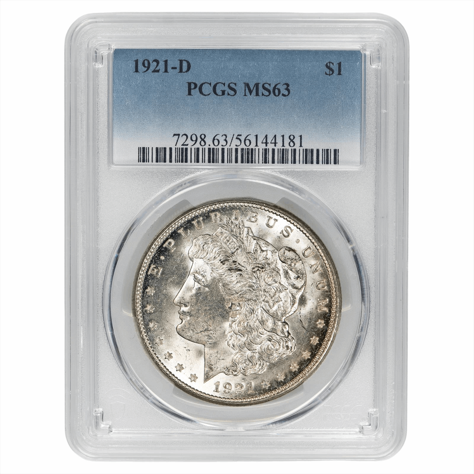 1921-D Morgan Silver Dollar $1 PCGS MS 63