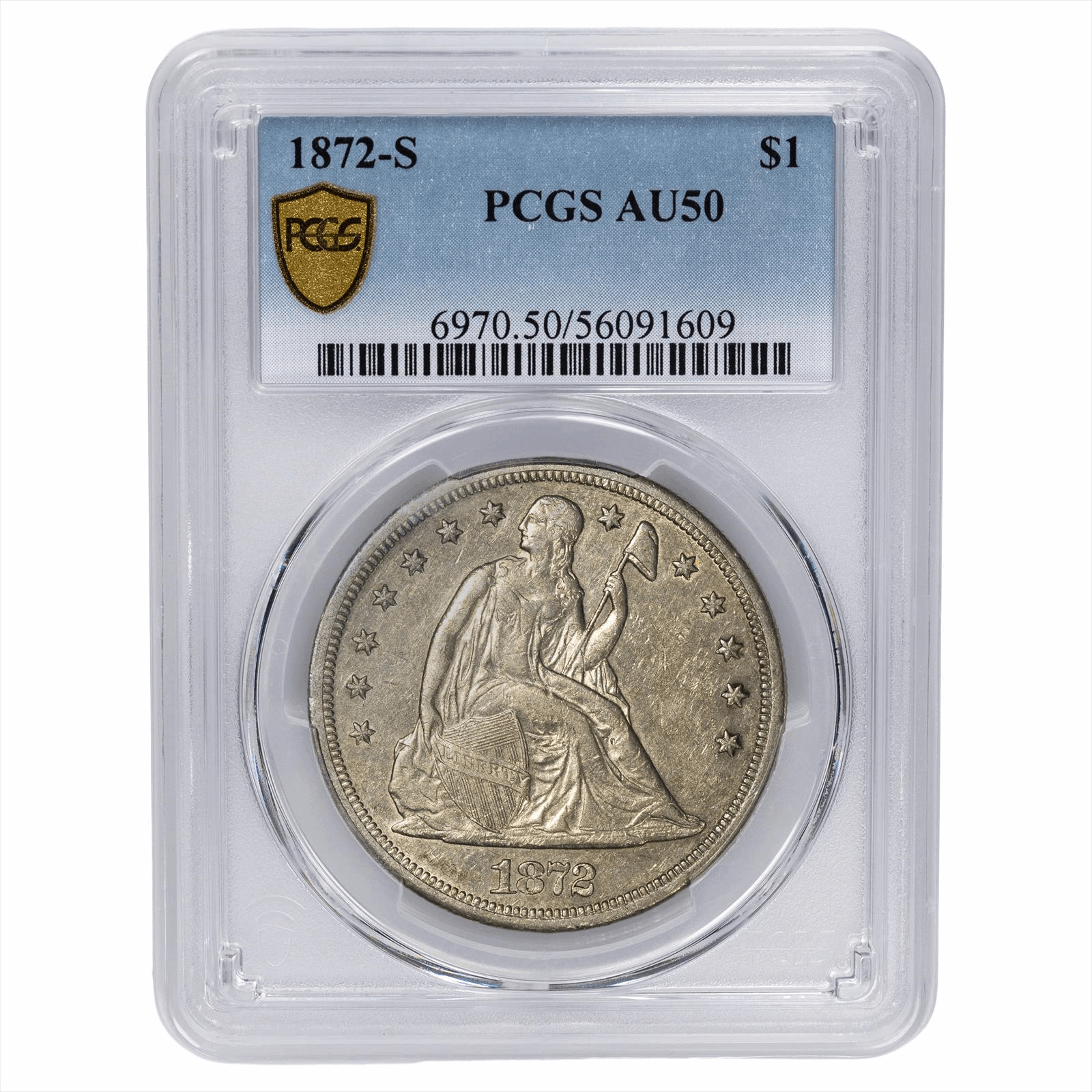 1872S Seated Liberty Dollar $1 PCGS AU 50