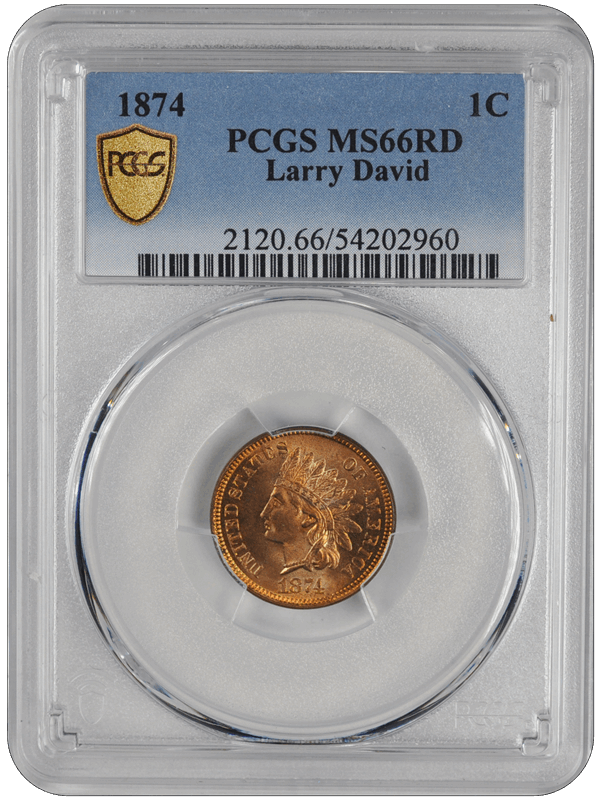1874 Indian Head PCGS  RD 66