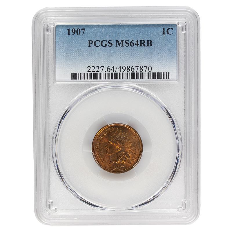 1907 Indian Head Cent, 1C PCGS MS 64 RB